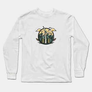 Greenbubble's Wind Turbine Cartoon Print - Plant a Tree for the Planet! Long Sleeve T-Shirt